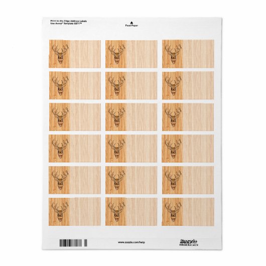 White Tail Deer Wood Grain Style Grafisch Etiket (Full Sheet)