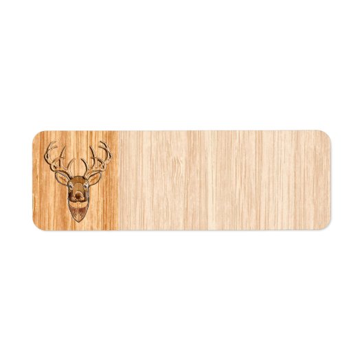 White Tail Deer Wood Grain Style Grafisch Etiket (Voorkant)
