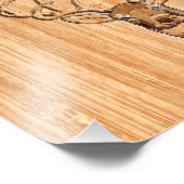 White Tail Deer Wood Grain Style Grafisch Foto Afdruk (Hoek)