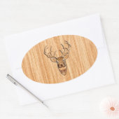 White Tail Deer Wood Grain Style Grafisch Ovale Sticker (Envelop)