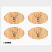 White Tail Deer Wood Grain Style Grafisch Ovale Sticker (Vel)
