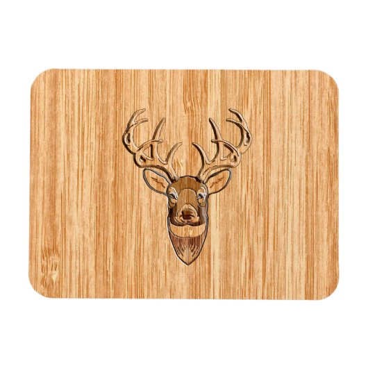 White Tail Deer Wood Grain Style Graphic Magneet (Horizontaal)
