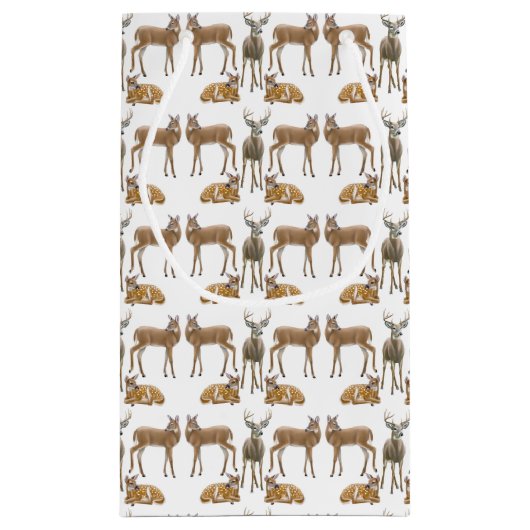 White Tailed Deer Family Gift Bag Klein Cadeauzakje (Achterkant)