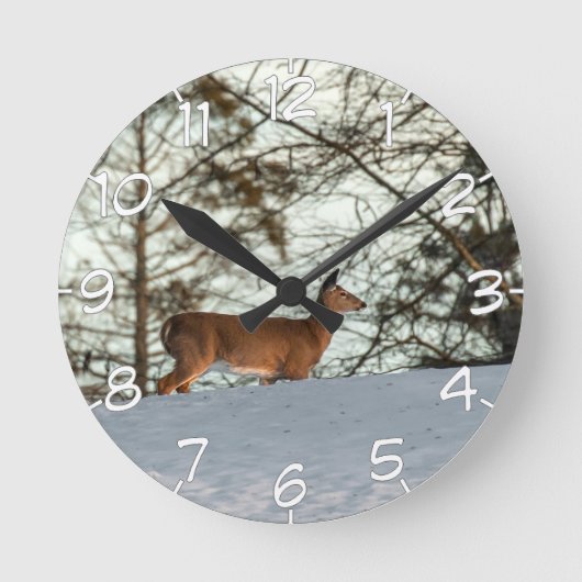 White Tailed Deer (met cijfers) Ronde Klok (Voorkant)