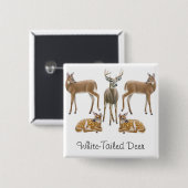 White Tailed Deer Pin Vierkante Button 5,1 Cm (Voorkant /achterkant)