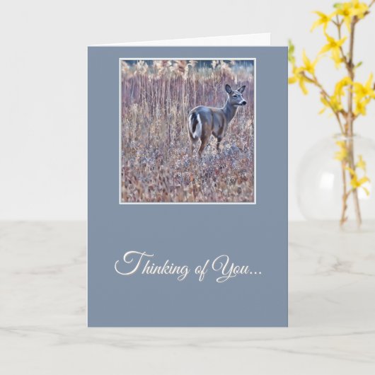 White-Tailed Deer - Thinking of You Card Kaart (Gele Bloem)
