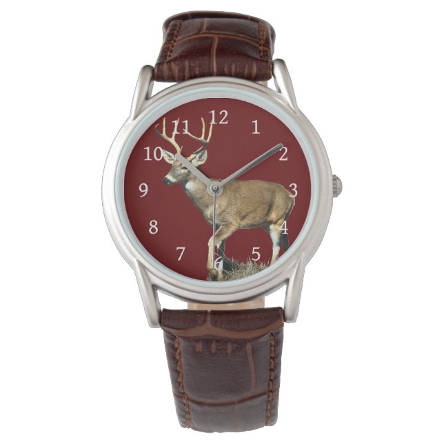 White Tailing Deer Buck Horloge (Voorkant)
