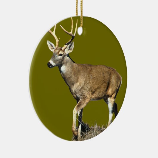 White Tailing Deer Buck Keramisch Ornament (Rechts)