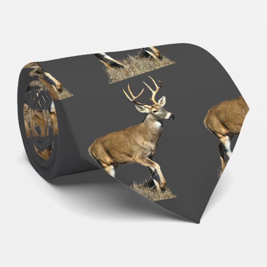 White Tailing Deer Buck Stropdas (Opgerold)