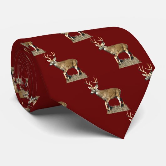 White Tailing Deer Buck Stropdas (Opgerold)