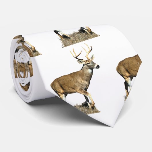 White Tailing Deer Buck Stropdas (Opgerold)