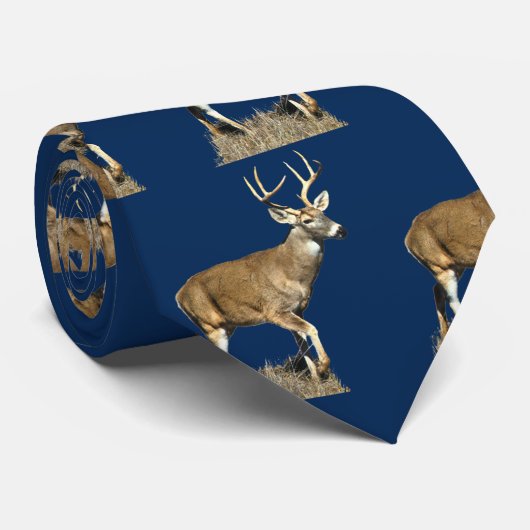 White Tailing Deer Buck Stropdas (Opgerold)