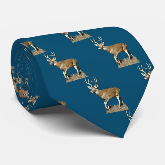 White Tailing Deer Buck Stropdas (Opgerold)