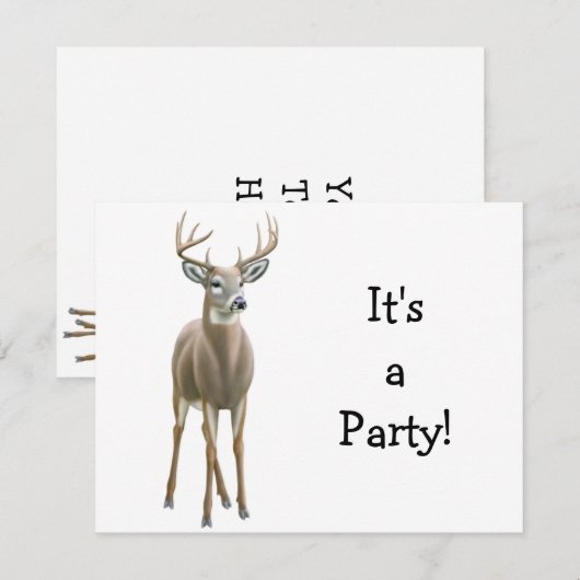 White Tailing Deer Buck Uitnodiging (Voorkant / Achterkant)