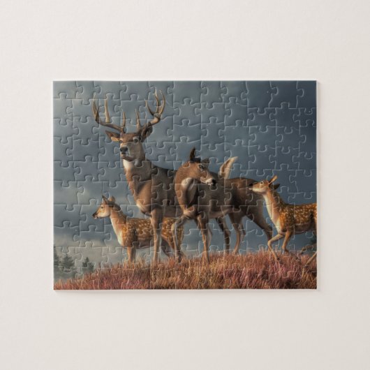 White Tailing Deer Familie Legpuzzel (Horizontaal)