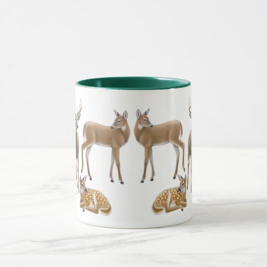 White Tailing Deer Ringer Mok (Midden)