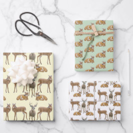 White Tailing Deer Wildlife Art Inpakpapier Vel