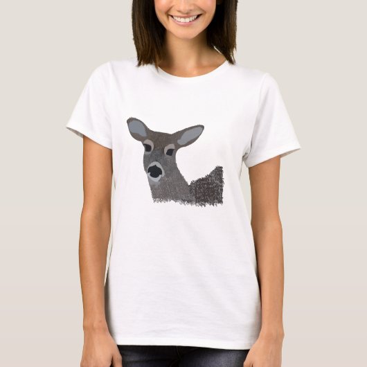 White Tailing Deer Wildlife Cute T-shirt (Voorkant)