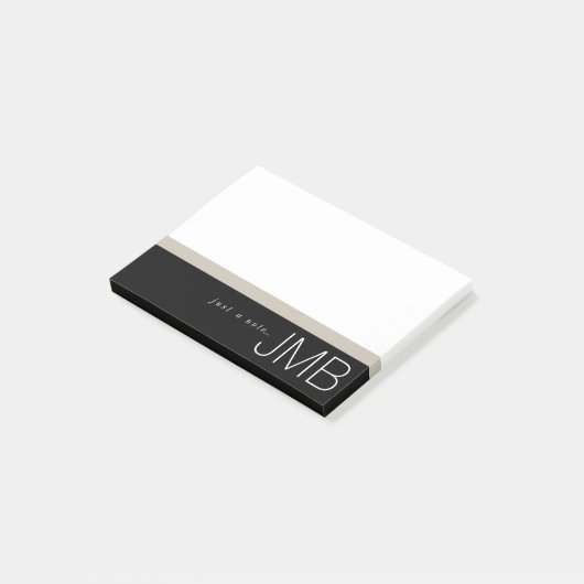 White Tan and Black Stripe Gewoon een briefMonogra Post-it® Notes (Schuin)