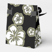 White Tan Black Hibiscus Flower Party Favor Box Bedankdoosjes (Achterkant)