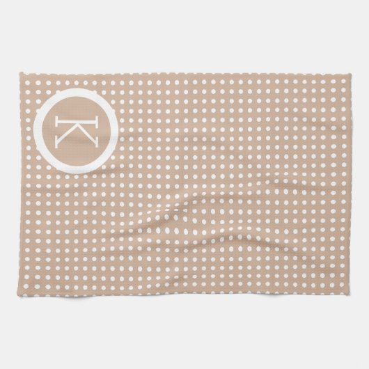 White & Tan Polkadot Pattern Theedoek (Horizontaal)