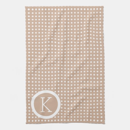 White & Tan Polkadot Pattern Theedoek (Verticaal)