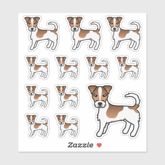 White & Tan Rough Coat Jack Russell Terrier Dogs Sticker (Vel)