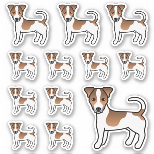 White & Tan Smooth Coat Jack Russell Terrier Dogs Sticker (Voorkant)