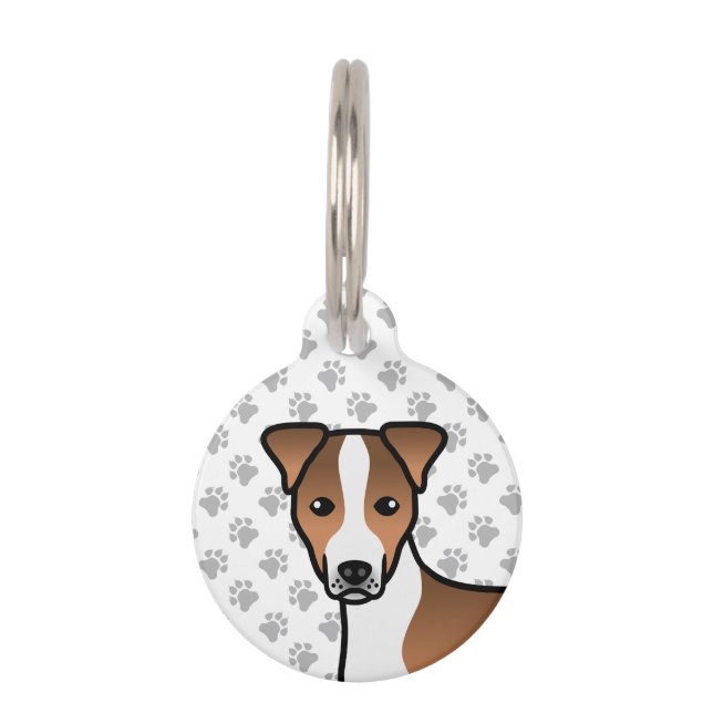 White & Tan Smooth Coat Jack Russell Terrier Head Huisdierpenning (Voorkant)