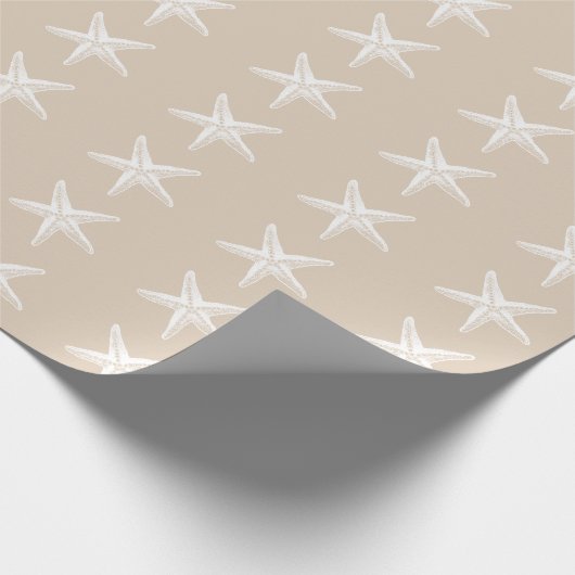 White Tan Starfish Patroon Cadeaupapier (Hoek)