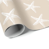 White Tan Starfish Patroon Cadeaupapier (Rol Hoek)