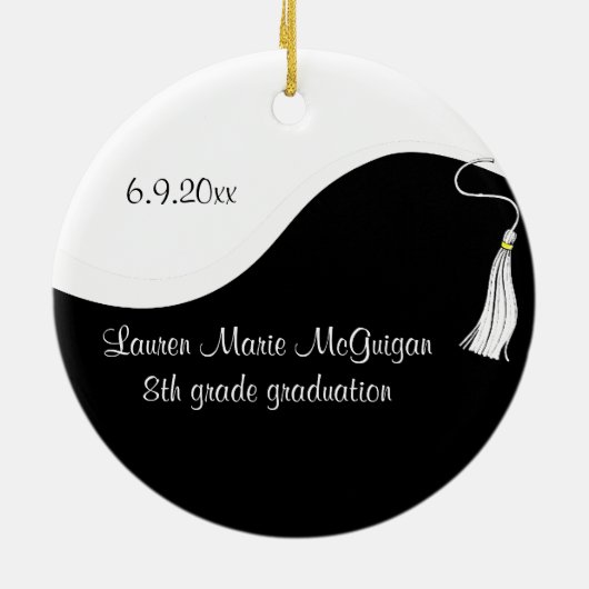 White Tassel Afstuderen Keepomwille Ornament (Achterkant)