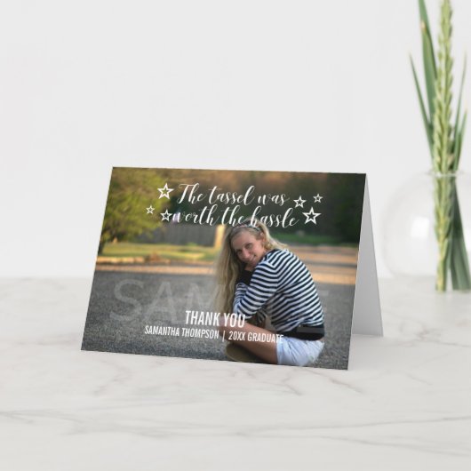White Tassel Worth Hassle Afstuderen Hartelijk dan Bedankkaart (Voorkant)