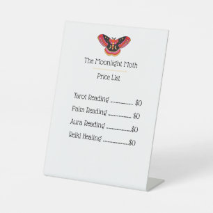 White Tattoo Style Art Moth Pedestal Sign Reclamebord Met Voetstuk