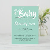 White & Teal Checkerboard Baby Shower Invitation Kaart (Staand voorkant)