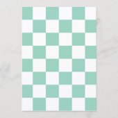 White & Teal Checkerboard Baby Shower Invitation Kaart (Achterkant)