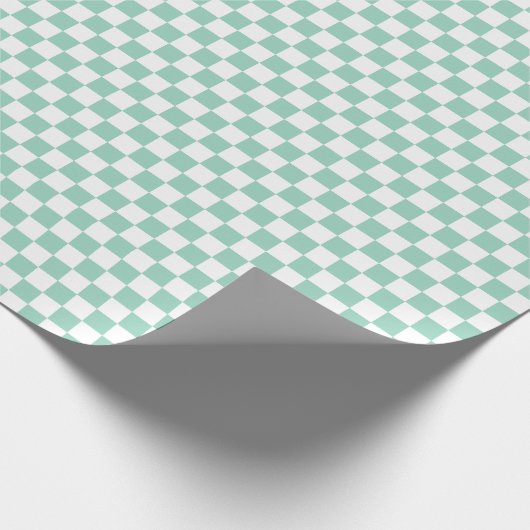 White & Teal Checkerboard Wrapping Paper Roll Cadeaupapier (Hoek)