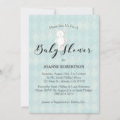 White Teddy Bear Baby shower | Blue Diamond Kaart (Voorkant)