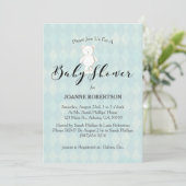 White Teddy Bear Baby shower | Blue Diamond Kaart (Staand voorkant)
