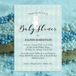 White Teddy Bear Baby shower | Blue Diamond Kaart