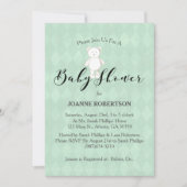 White Teddy Bear Diamond Sage Green Baby shower Kaart (Voorkant)