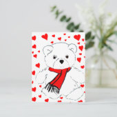 White Teddy Bear en Hearts Briefkaart (Staand voorkant)
