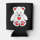 White Teddy Bear Heart Valentijnsdag Ik hou van je Blikjeskoeler (Voorkant)
