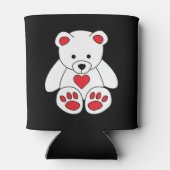 White Teddy Bear Heart Valentijnsdag Ik hou van je Blikjeskoeler (Achterkant)
