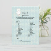 White Teddy Bear in je Baby shower Game Kaart (Staand voorkant)