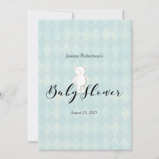 White Teddy Bear in je Baby shower Game Kaart (Achterkant)