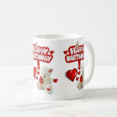 White Teddy Bear Mok Happy Birthday Mok (Voorkant rechts)