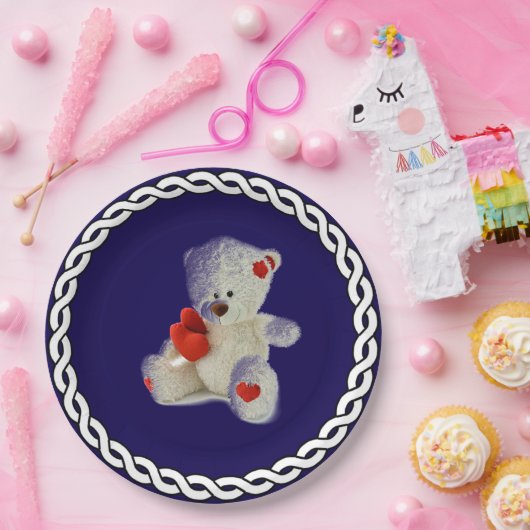 White Teddy Bear Papieren Bordje (Feest)