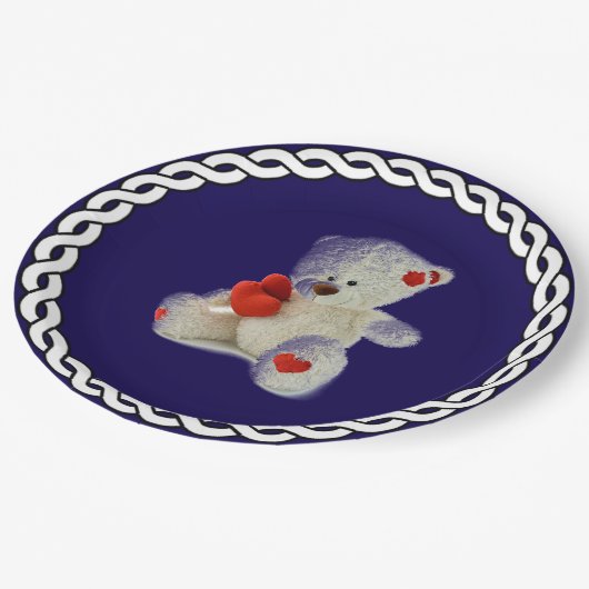 White Teddy Bear Papieren Bordje (Gekanteld)