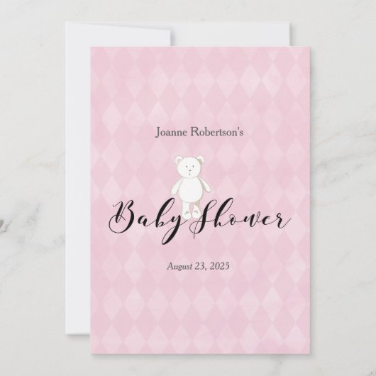 White Teddy Bear raadt het Baby-schoenenspel Kaart (Achterkant)